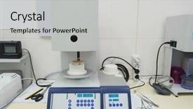  Presentation with furnace - Presentation enhanced with denture equipment porcelain pressing furnace background and a light gray colored foreground