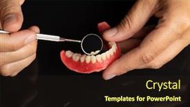  Presentation with prosthesis - PPT layouts having denture-prosthesis-in-doctor-orthodentist background and a wine colored foreground