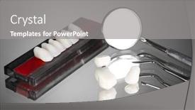  Presentation with denture - Amazing theme having denture-with-dental-mirror backdrop and a gray colored foreground