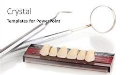  Presentation with denture - PPT theme featuring denture-with-dental-tools-isolated background and a white colored foreground