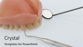  Presentation with dentures - Slide deck with dentures and dental mirror background and a light gray colored foreground