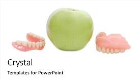 Presentation with green apple - Audience pleasing slide deck consisting of dentures with green apple isolated backdrop and a  colored foreground