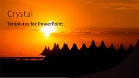  Presentation with airport - PPT theme with denver-airport-against-sun-set background and a gray colored foreground