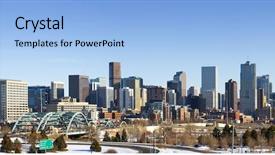  Presentation with west - PPT theme with denver colorado city skyline background and a light blue colored foreground