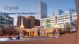 Presentation with colorado - Presentation design enhanced with denver-colorado-usa-downtown-cityscape background and a light blue colored foreground