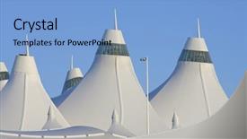  Presentation with international - Presentation theme consisting of denver international airport architecture peaks background and a light blue colored foreground