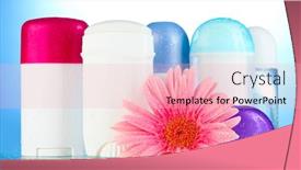  Presentation with blue flower - PPT layouts featuring deodorant-botttles-with-flower background and a lemonade colored foreground