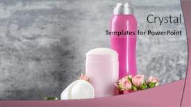  Presentation with women - Presentation theme having deodorants for women and flowers on table background and a light gray colored foreground