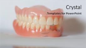  Presentation with denture - Beautiful presentation design featuring deontology - artificial acrilyc medical denture backdrop and a sky blue colored foreground