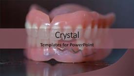  Presentation with denture - Presentation theme with deontology - artificial medical denture on black background and a violet colored foreground