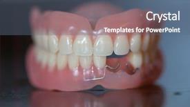  Presentation with medical dark - Cool new PPT theme with deontology - artificial set of medical denture backdrop and a ocean colored foreground