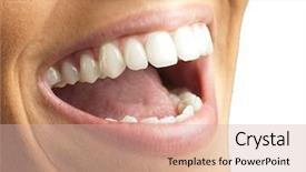  Presentation with odontology teeth mold - PPT theme featuring deontology - close up of smiling teeth background and a lemonade colored foreground