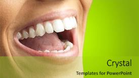  Presentation with green chemistry close up - Cool new slide deck with deontology - close up of smiling teeth backdrop and a gold colored foreground