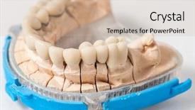  Presentation with dental laboratory - Theme enhanced with deontology - dental prothetic laboratory technical shots background and a soft green colored foreground