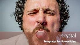  Presentation with old wite man and his music - Slide set featuring deoresion - derision man with intense expression background and a tawny brown colored foreground