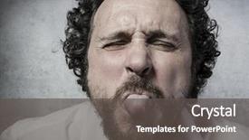  Presentation with fun - Presentation design featuring deoresion - fun man in white shirt background and a dark gray colored foreground