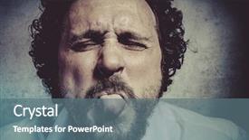  Presentation with fun - PPT layouts featuring deoresion - fun man in white shirt background and a ocean colored foreground