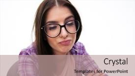  Presentation with glasses - Colorful presentation theme enhanced with deoresion - young woman in glasses making backdrop and a  colored foreground