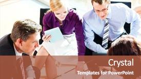  Presentation with social business people network - Presentation with profitability growth - business people having meeting background and a coral colored foreground
