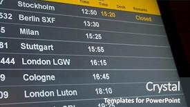  Presentation with departure - Beautiful PPT theme featuring department letter - departure display at on airport backdrop and a gray colored foreground