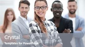  Presentation with professional - Beautiful PPT layouts featuring department meeting - businessman and professional multinational business backdrop and a gray colored foreground