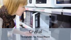  Presentation with field - Colorful slide set enhanced with department store - blonde girl wearing scarf opens backdrop and a light blue colored foreground