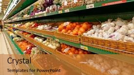  Presentation with onion - Audience pleasing presentation design consisting of department store - onion and garlic on supermarket backdrop and a gold colored foreground