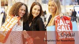 Presentation with mall - Cool new presentation theme with department store - three female friends shopping backdrop and a red colored foreground