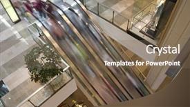  Presentation with stairs - Amazing presentation theme having departmental store - electric stairs in shopping center backdrop and a violet colored foreground