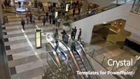  Presentation with stairs - Presentation theme with departmental store - electric stairs in shopping center background and a tawny brown colored foreground