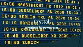  Presentation with airport departure arrival information board - Slide set with departure - arrival information flight board background and a ocean colored foreground