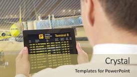  Presentation with flight - PPT theme consisting of departure and gate information background and a yellow colored foreground