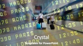  Presentation with passengers - Theme featuring departure board - airline passengers at the airport background and a coral colored foreground