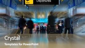  Presentation with departure - Audience pleasing presentation design consisting of departure board - business people at the airport backdrop and a coral colored foreground