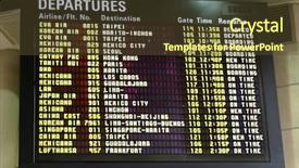  Presentation with departure board - PPT theme having departure board - information display at the airport background and a tawny brown colored foreground