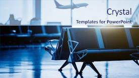  Presentation with departure - Presentation theme consisting of departure hall at airport background and a sky blue colored foreground