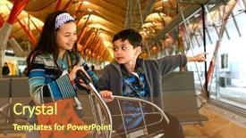  Presentation with airport lounge - Amazing PPT theme having departure lounge of an airport backdrop and a tawny brown colored foreground