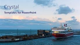  Presentation with denmark - Audience pleasing PPT theme consisting of departure-on-cruise-ferry backdrop and a sky blue colored foreground