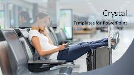  Presentation with departure - PPT layouts consisting of departure screen - young female passenger background and a lemonade colored foreground