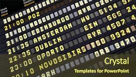  Presentation with airport timetable - PPT theme with departure timetable at the airport background and a tawny brown colored foreground