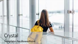  Presentation with teenager alone - Amazing PPT theme having departures - teen girl looking backdrop and a lemonade colored foreground