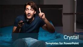  Presentation with computer games - PPT theme consisting of dependence - young man playing computer games background and a  colored foreground