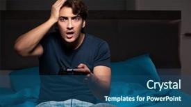  Presentation with computer games - Audience pleasing theme consisting of dependence - young man playing computer games backdrop and a  colored foreground