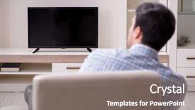  Presentation with home - Slides featuring dependence - young man watching tv background and a gray colored foreground