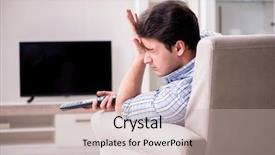  Presentation with home - PPT layouts with dependence - young man watching tv background and a mint green colored foreground