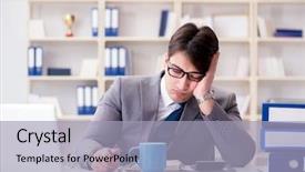  Presentation with coffee - Beautiful slides featuring dependency - businessman chained with handcuffs backdrop and a light blue colored foreground