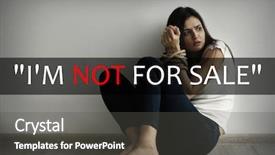  Presentation with human trafficking - Beautiful PPT theme featuring dependency - concept of human trafficking text backdrop and a dark gray colored foreground