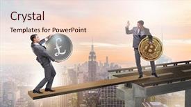  Presentation with concept - Beautiful slide set featuring dependency - interdependency concept with two currencies backdrop and a lemonade colored foreground