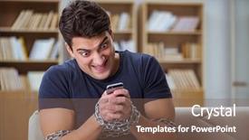  Presentation with phone addiction - Audience pleasing slide set consisting of dependency - man suffering from phone dependence backdrop and a violet colored foreground