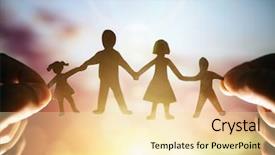  Presentation with chain - Cool new PPT theme with dependency - paper chain family held up backdrop and a blonde colored foreground